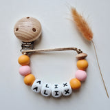 Fopspeenketting met naam uni of duo-color