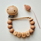 Fopspeenketting met naam uni of duo-color