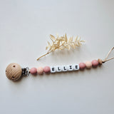 Fopspeenketting met naam uni of duo-color
