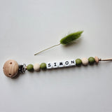 Fopspeenketting met naam uni of duo-color