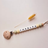 Fopspeenketting met naam uni of duo-color