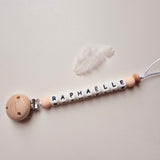 Fopspeenketting met naam uni of duo-color